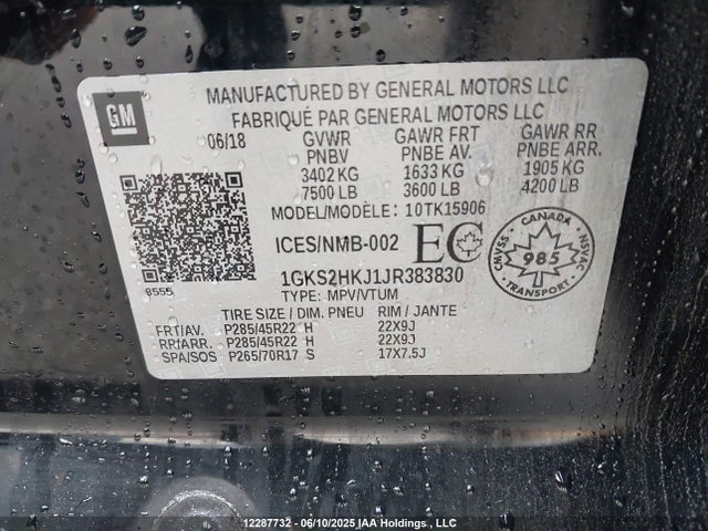 1GKS2HKJ1JR383830 GMC Yukon Xl Denali Denali