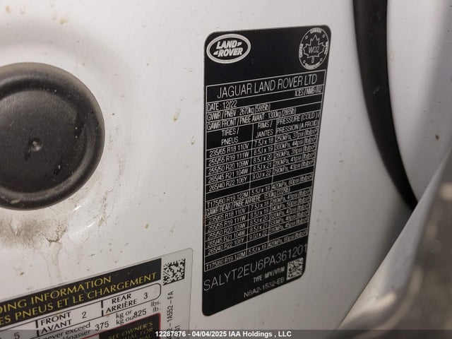 Land Rover aj20p6 2023 SALYT2EU6PA361201 Image 9