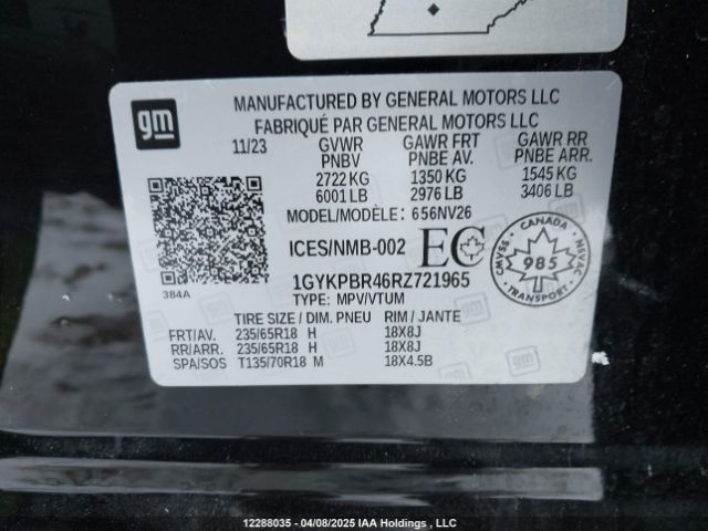 1GYKPBR46RZ721965 Cadillac Xt6 Luxury