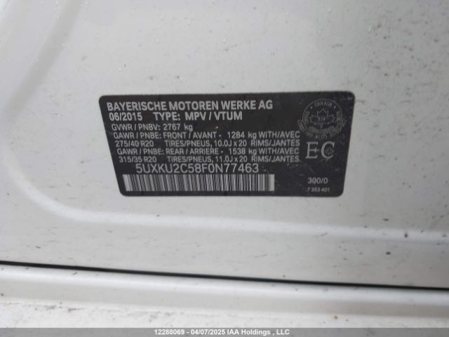 5UXKU2C58F0N77463 BMW 2015