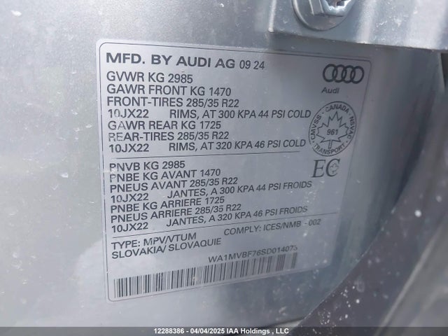 WA1MVBF76SD014073 Audi 55 tfsi