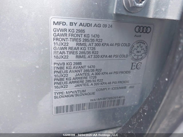WA1MVBF76SD014073 Audi 55 tfsi