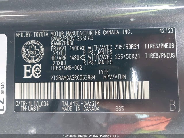 2T2BAMCA3RC052884 Lexus t24a-fts