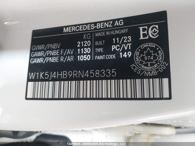 W1K5J4HB9RN458335 Mercedes-Benz m260