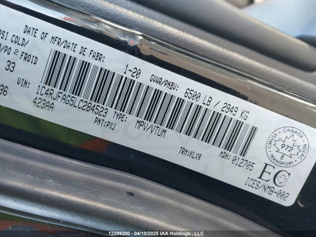 Jeep Grand Cherokee 2020 1C4RJFAG5LC284523 Image 9