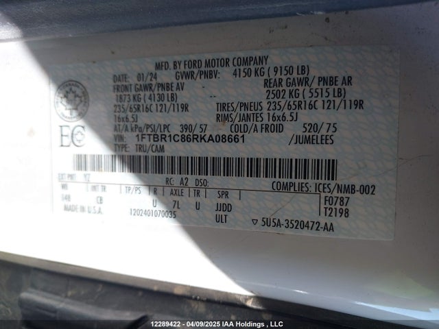 1FTBR1C86RKA08661 Ford Transit-250 Cargo