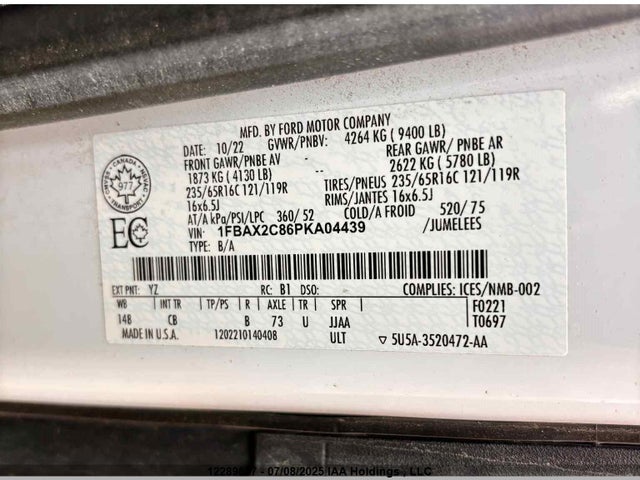 Ford 3.5l v6 cyclone 2023 1FBAX2C86PKA04439 Image 9