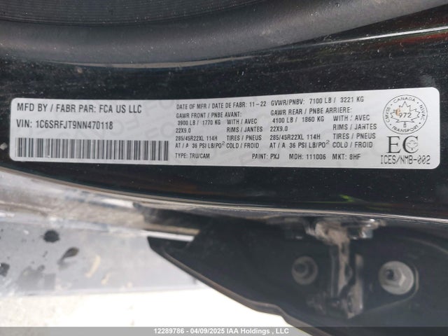 RAM 1500 2022 1C6SRFJT9NN470118 Image 9