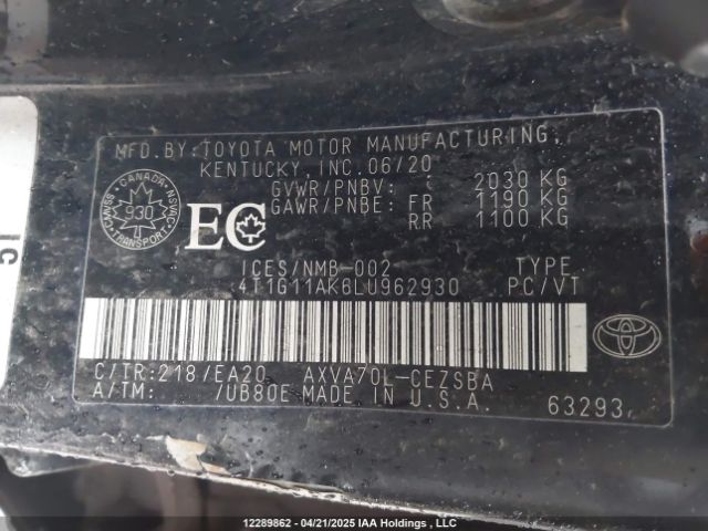 4T1G11AK6LU962930 Toyota a25a-fks