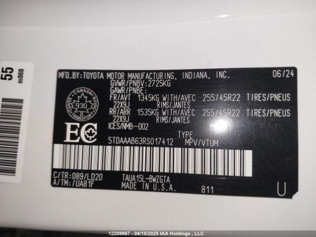 5TDAAAB63RS017412 Lexus t24a-fts