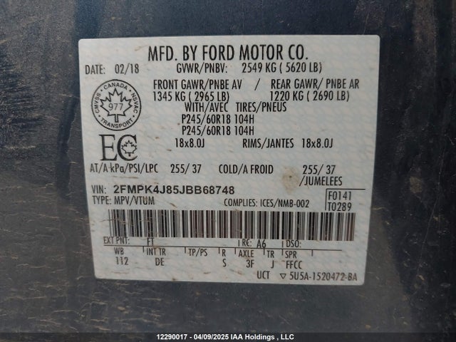 Ford EDGE SEL 2018 2FMPK4J85JBB68748 Image 25