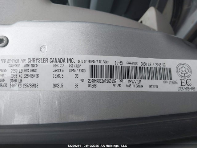 Продаж на аукціоні авто 2010 Dodge Grand Caravan Se, vin: 2D4RN4DE0AR169192, номер лоту: 12290211