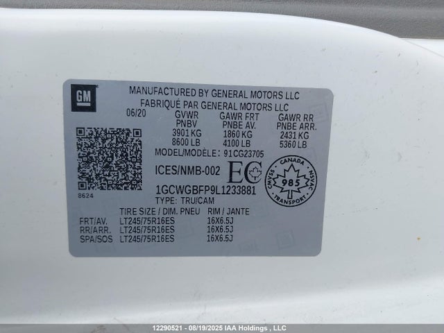 1GCWGBFP9L1233881 Chevrolet lv1 - sidi, vvt, e85 max, iron