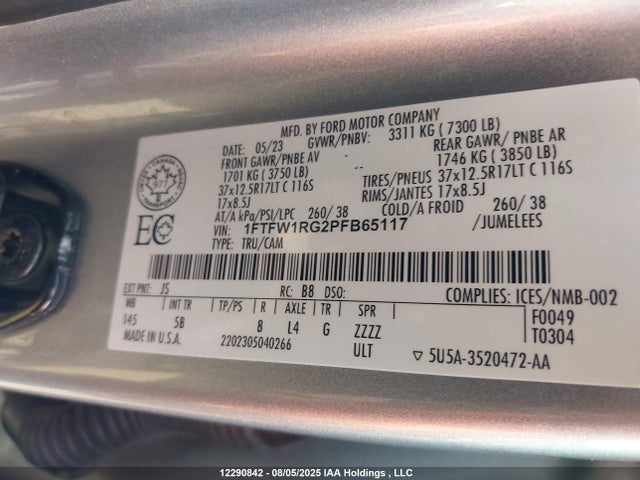 Ford gtdi 2023 1FTFW1RG2PFB65117 Image 9