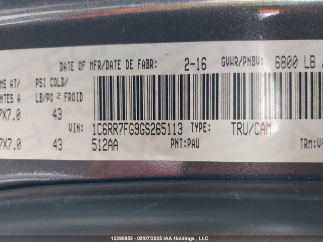 1C6RR7FG9GS265113 RAM 1500