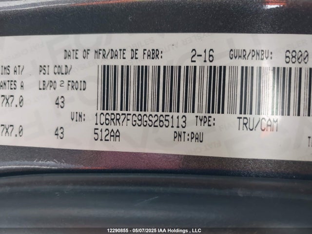 1C6RR7FG9GS265113 RAM 1500