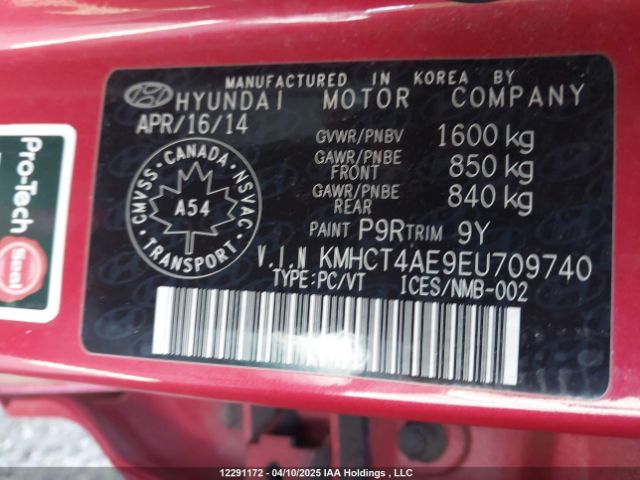 KMHCT4AE9EU709740 Hyundai Accent Gls/gs