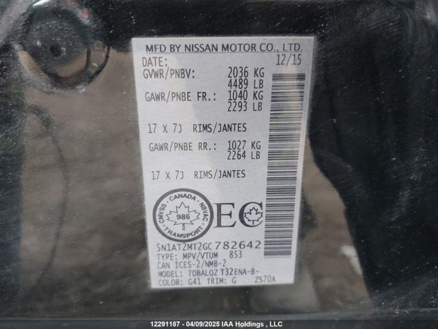 5N1AT2MT2GC782642 Nissan Rogue