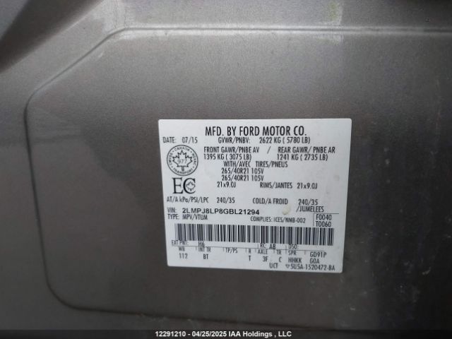 2LMPJ8LP8GBL21294 Lincoln gtdi