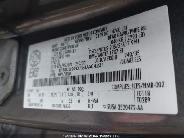 1FMCU9GX1EUA64231 Ford 2014