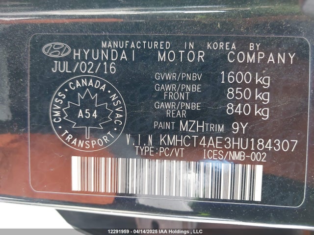 KMHCT4AE3HU184307 Hyundai 2017