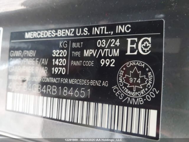 4JGFB4GB4RB184651 Mercedes-Benz m254