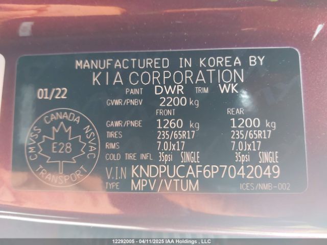 KNDPUCAF6P7042049 KIA Sportage Lx/x-line