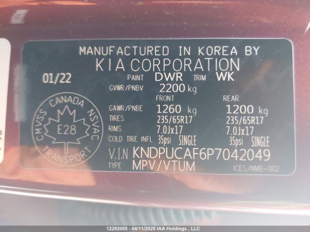 KNDPUCAF6P7042049 KIA Sportage Lx/x-line