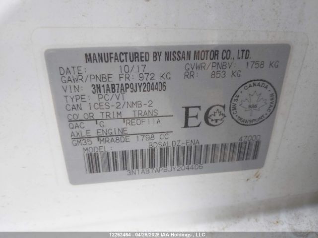 3N1AB7AP9JY204406 Nissan Sentra