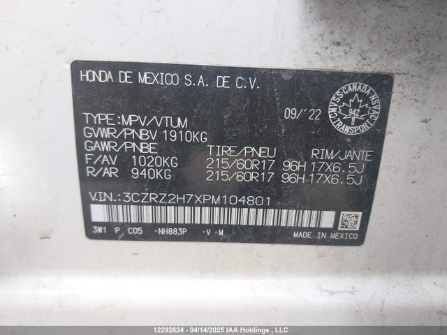 3CZRZ2H7XPM104801 Honda k20z5