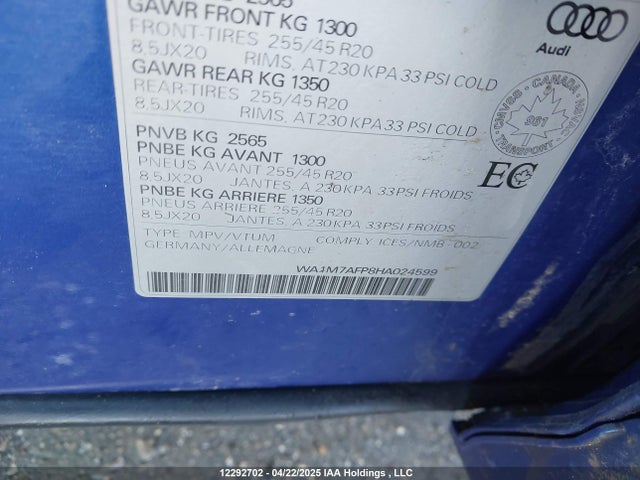 WA1M7AFP8HA024599 Audi 2.0t