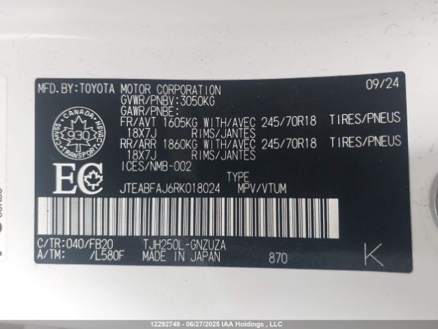 JTEABFAJ6RK018024 Toyota t24a-fts
