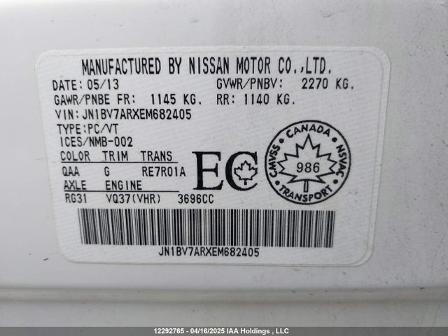 JN1BV7ARXEM682405 Infiniti Q50