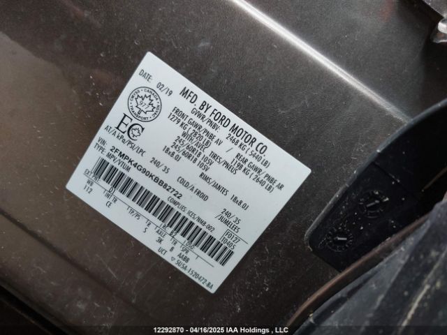 2FMPK4G90KBB82722 Ford EDGE SE