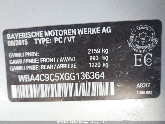 WBA4C9C5XGG136364 BMW 4 Series