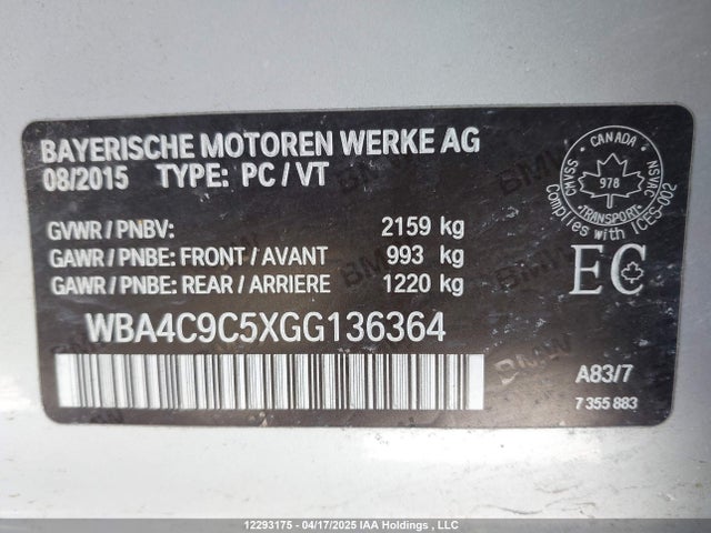 WBA4C9C5XGG136364 BMW 4 Series