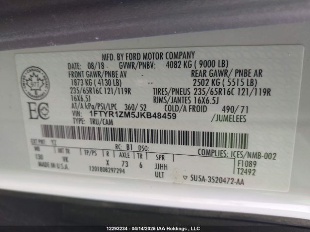 1FTYR1ZM5JKB48459 Ford Transit T-250