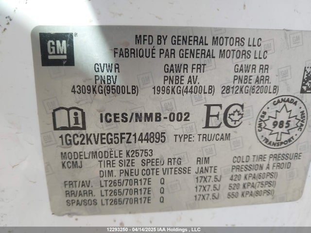 1GC2KVEG5FZ144895 Chevrolet l96