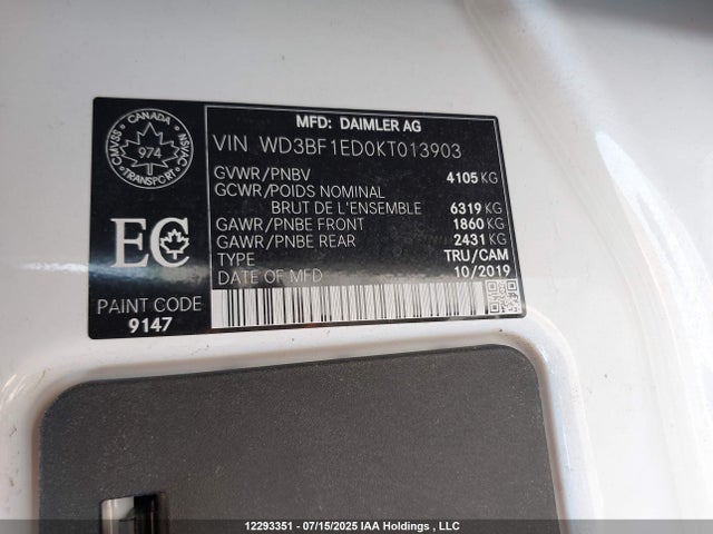 WD3BF1ED0KT013903 Mercedes-Benz m 274 with brake assist