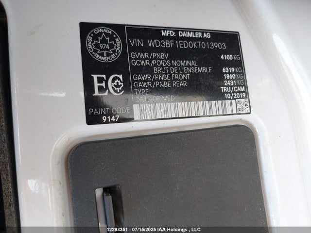 WD3BF1ED0KT013903 Mercedes-Benz m 274 with brake assist