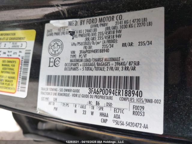 3FA6P0D94ER188940 Ford Fusion Titanium