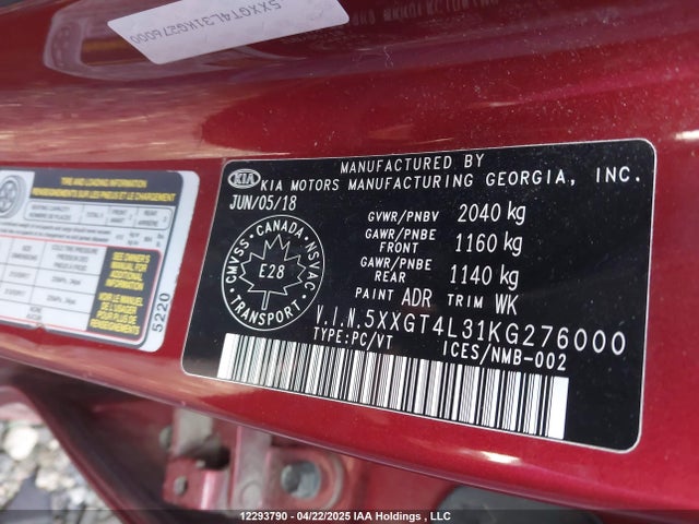 5XXGT4L31KG276000 KIA Optima Lx/lx+