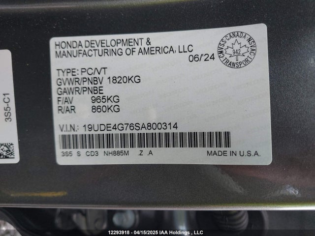 Acura l15ca 2025 19UDE4G76SA800314 Image 9