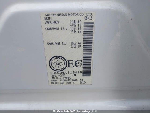 1N4AZ1CP1JC316456 Nissan 2018