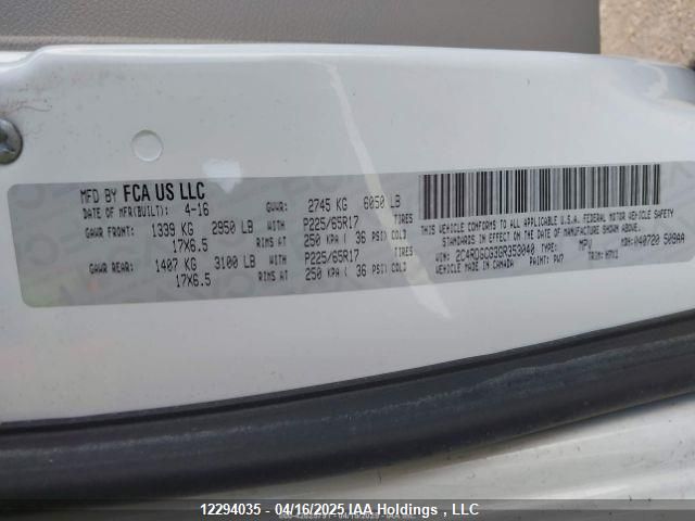 2C4RDGCG3GR353040 Dodge Grand Caravan Sxt