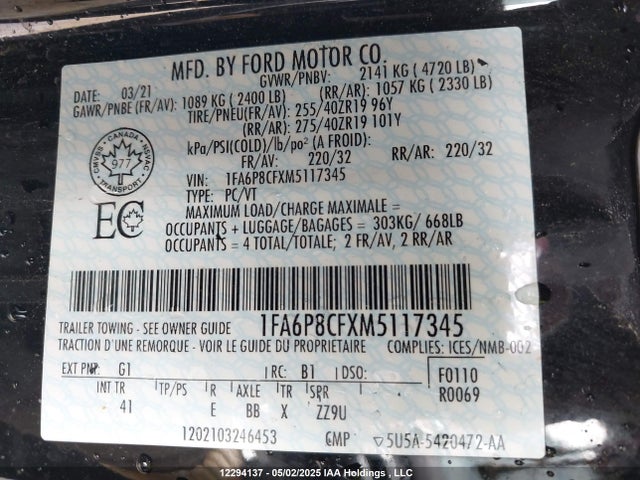 Ford Mustang Gt Premium 2021 1FA6P8CFXM5117345 Image 9