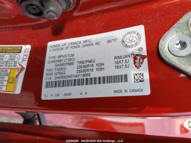 2HKRW2H51HH118669 Honda l15be