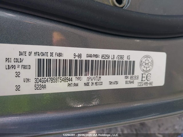 Aukcja sprzedaży 2009 Dodge Journey Se, vin: 3D4GG47B59T548944, numer aukcji: 12294391