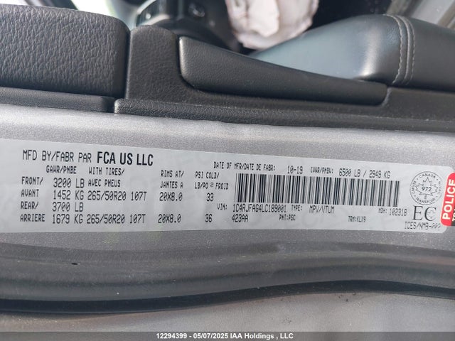 1C4RJFAG4LC189001 Jeep Grand Cherokee
