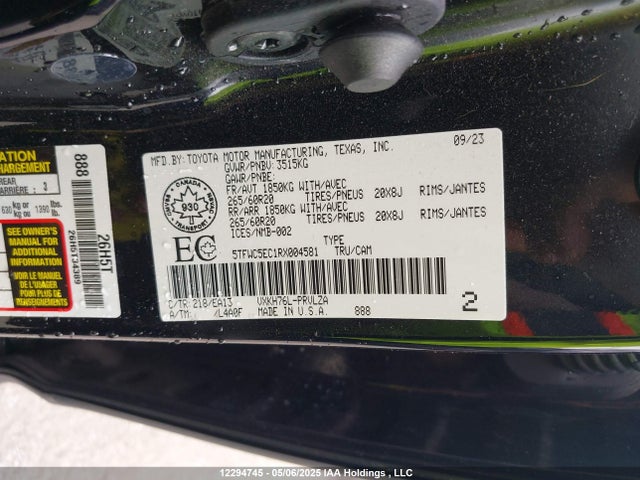 Toyota v35a-fts 2024 5TFWC5EC1RX004581 Image 9